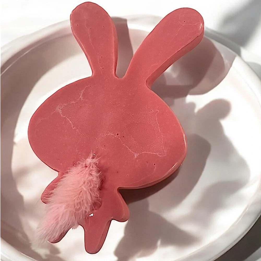 Wild cherry scented bunny SOAP handmade 3x2 inch 3oz shea butter/oatmeal butter
